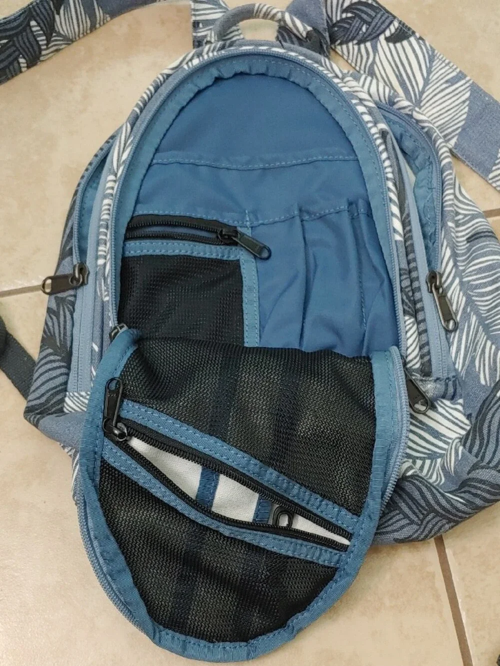 Dakine Cosmo 6.5L Backpack Blue and White Palm Leaf Mini Unisex Bag